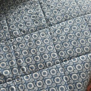 Pottery Barn Blue and Cream Floral Quilt